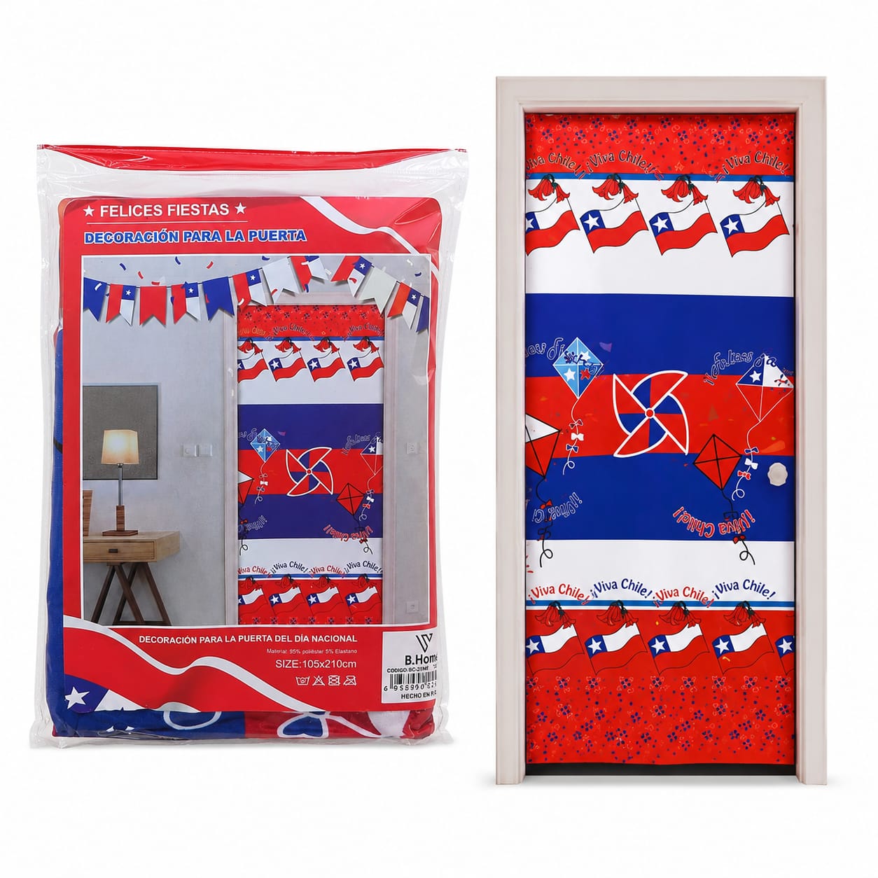 Funda de puerta elasticada diseños fiestas Patrias