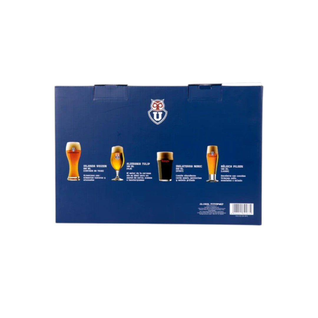 SET 4 COPAS U DE CHILE BEER COLLECTION VAMOS LEONES