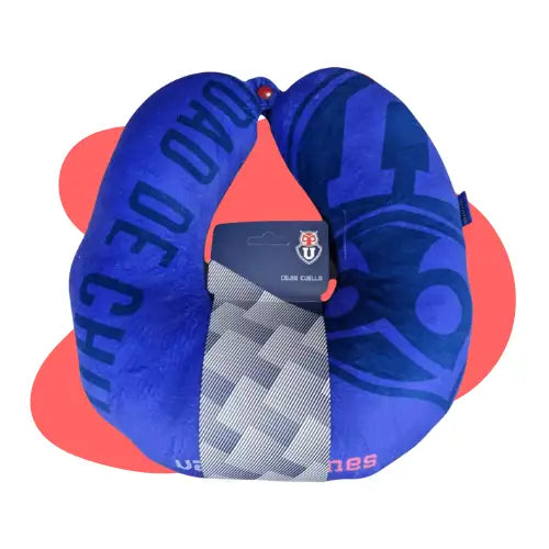 Cojin De Cuello U Chile Almohada De Viaje Cervical Color Azul Diseño De La Tela Universidad De Chile