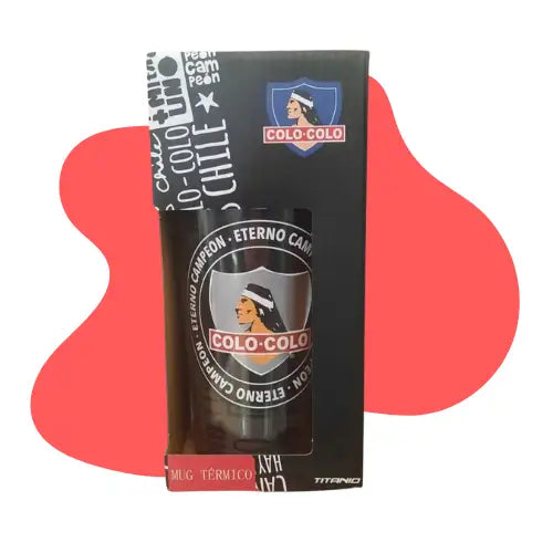 Colo-Colo Mug Térmico Titanio Frío y Caliente Color Negro