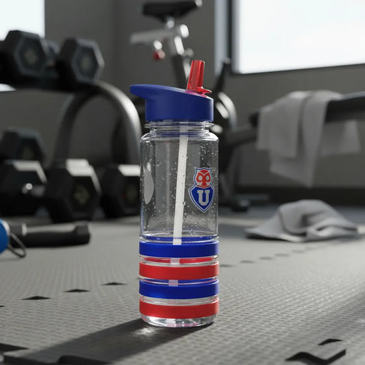 Botella De Agua Con Bombilla U De Chile Lineas Anti Goteo - Azul