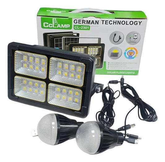 Foco Solar Emergencia Con Ampolletas Led Recarga Telefono