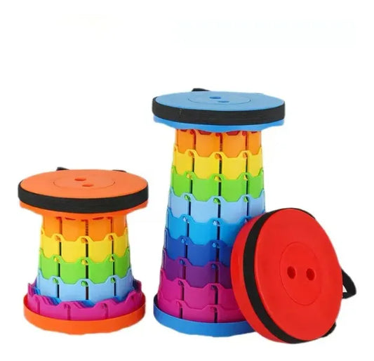 Taburete Plegable Portátil De Plástico Retráctil Silla Color Azul