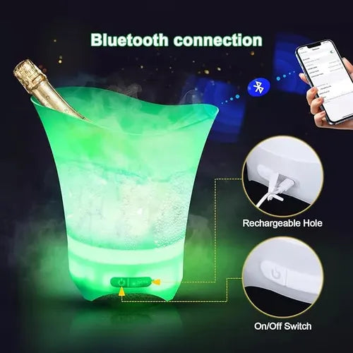 Cubitera Hielera Con Luz Led 5l Para Fiesta Hogar Bar Color Color Blanco Lisa
