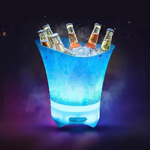 Cubitera Hielera Con Luz Led 5l Para Fiesta Hogar Bar Color Color Blanco Lisa