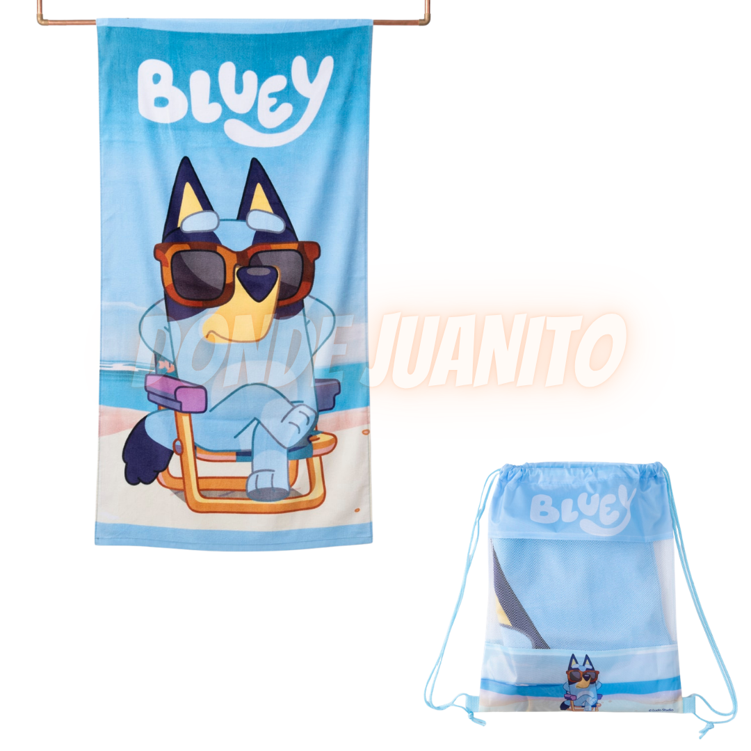 TOALLA PLAYA ALGODON C/BOLSO 70X140 BLUEY