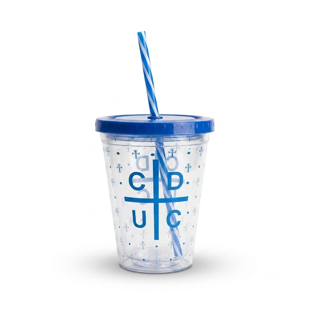 Vaso con bombilla infantil Universidad catolica 450ml