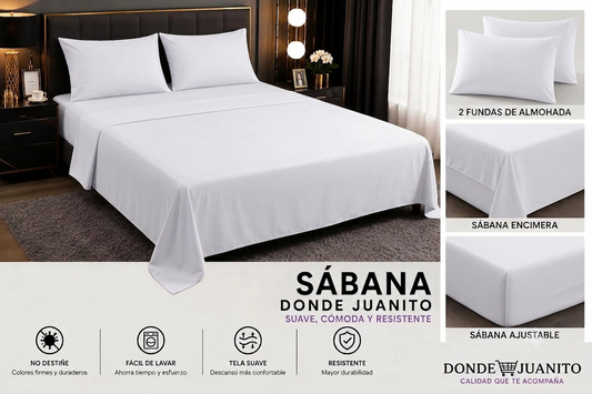SABANA DE HILO PREMIUM 2 PLAZAS COLOR LISO