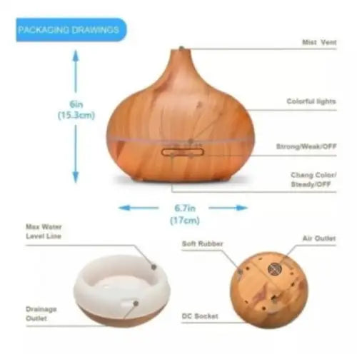 Humidificador De Aromaterapia Aire Difusor Aromas 500 Ml Color madera Claro
