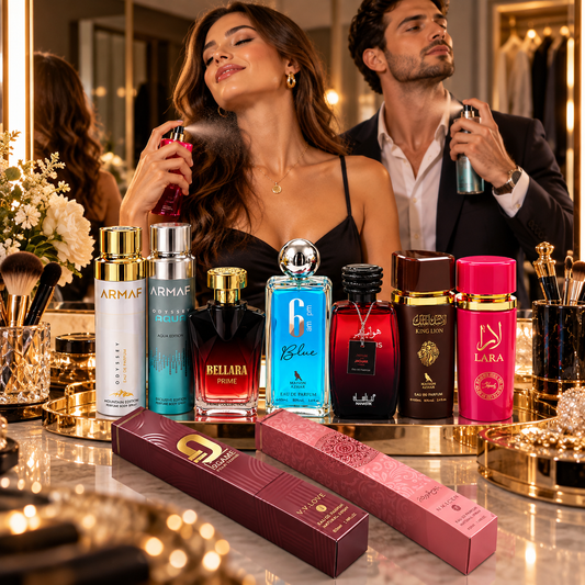 PACK X5 Perfumes +2 Perfumes en Spray +2 Perfume de Cartera para El y Ella