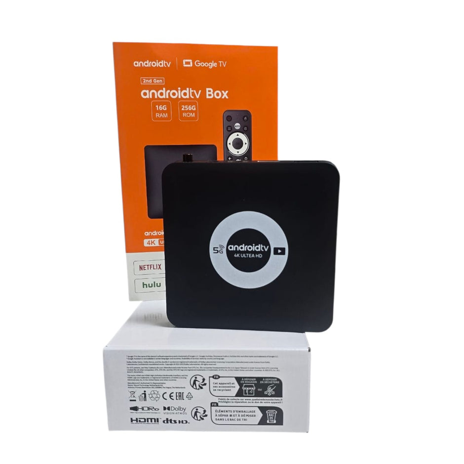 TV Box Android 15.0 4K Ultra HD | 16GB RAM + 256GB ROM | Google TV con Netflix y Magic TV