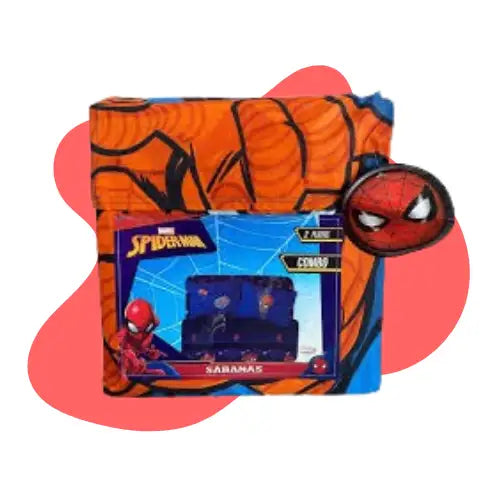 Pack Plumón Relleno + Sabana Mf 2pl Spiderman Comic Color Azul