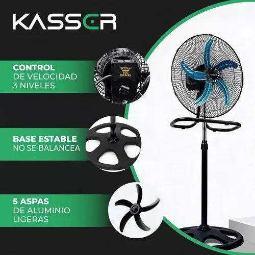 Pack X2 Ventilador 3 En 1 Industrial Kasser 5 Aspas 18 Pulgadas 3 Velocidades