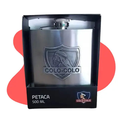 Petaca Equipo Futbol Colo Colo Acero Inoxidable 500 Ml Color Plateado