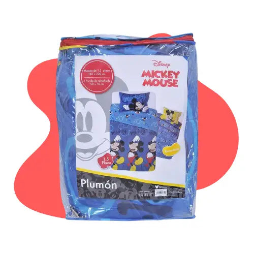 Plumón Cubrecama Infantil Disney, Relleno Reversible 1.5 Pl. Color Mickey Blink Blue