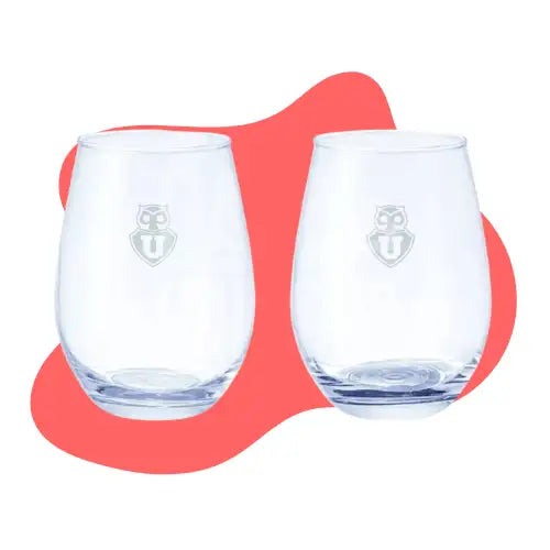 Set 2 Vasos Glasso U. De Chile Premium Bar Quincho Bbq Color Cristal