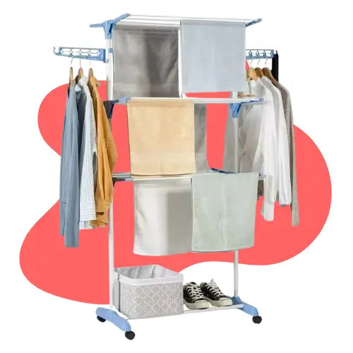 Tendedero Plegable De Ropa Retráctil Rack Portátil Color Multicolor