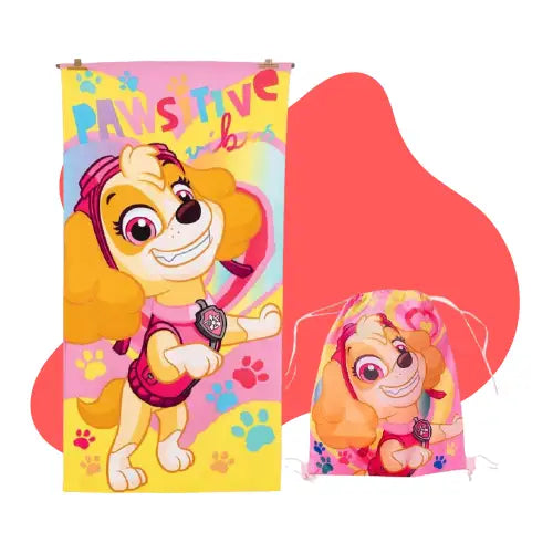 Toalla Baño Piscina Playa C/bolso Paw Patrol Niña Y Niño Color Rosa