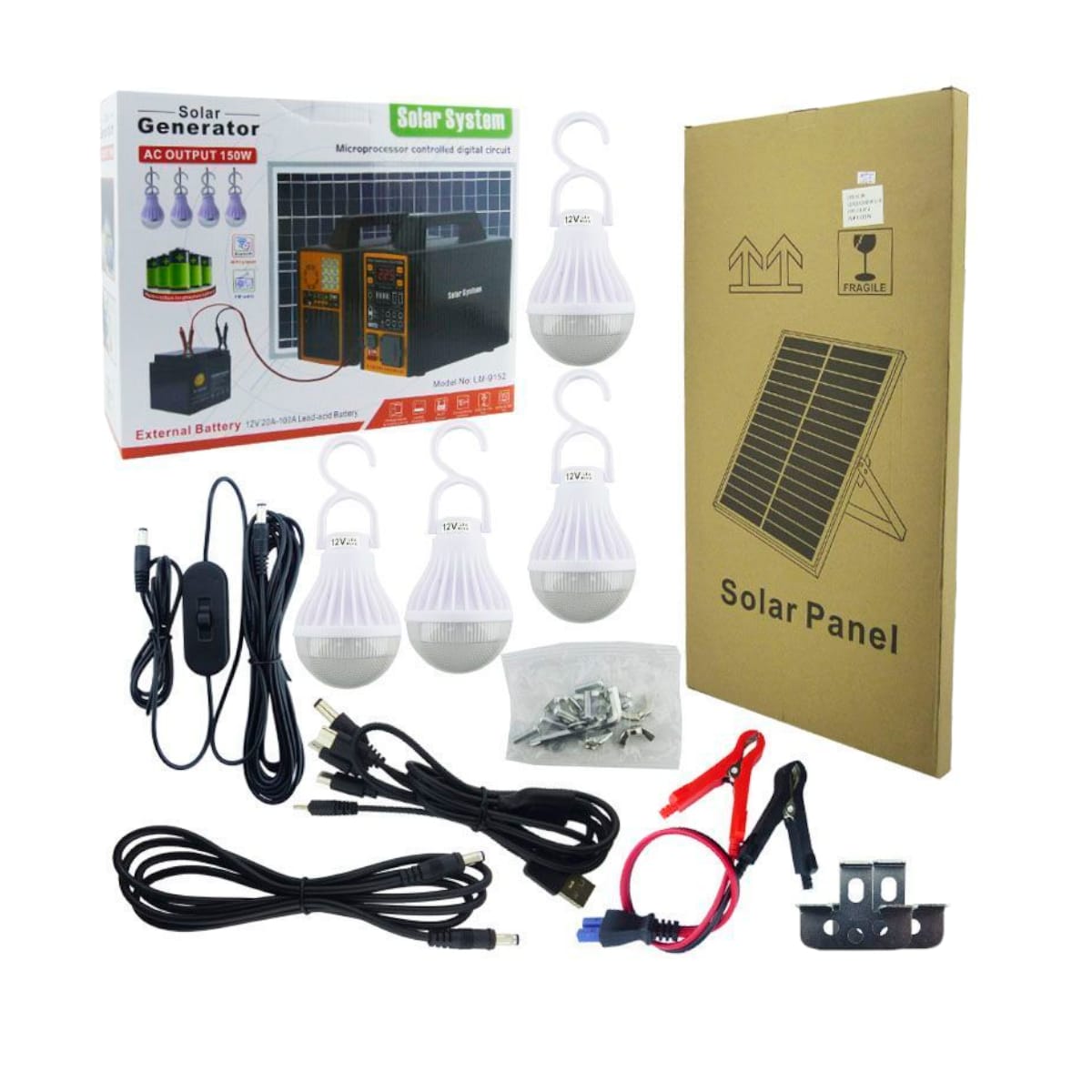 Generador Solar De 150 Watt 220volt 4 focos led 12v portatil