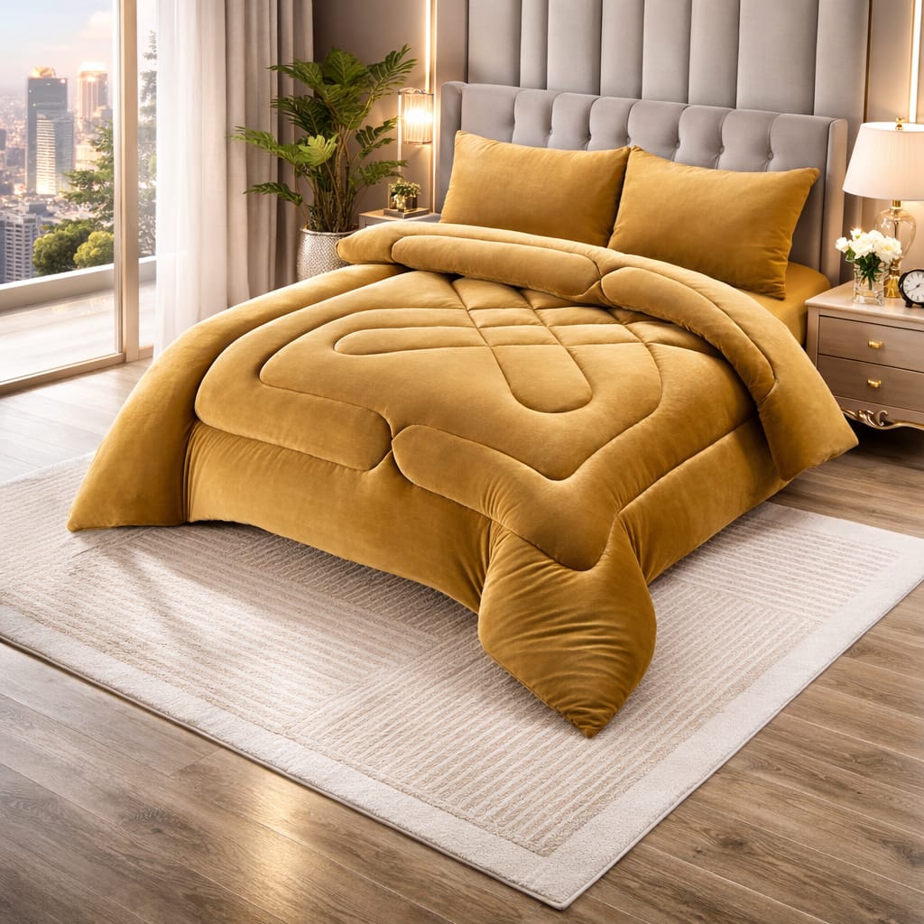 COBERTOR CON CHIPORRO 230 X 250 COLOR CAFE CLARO LISO