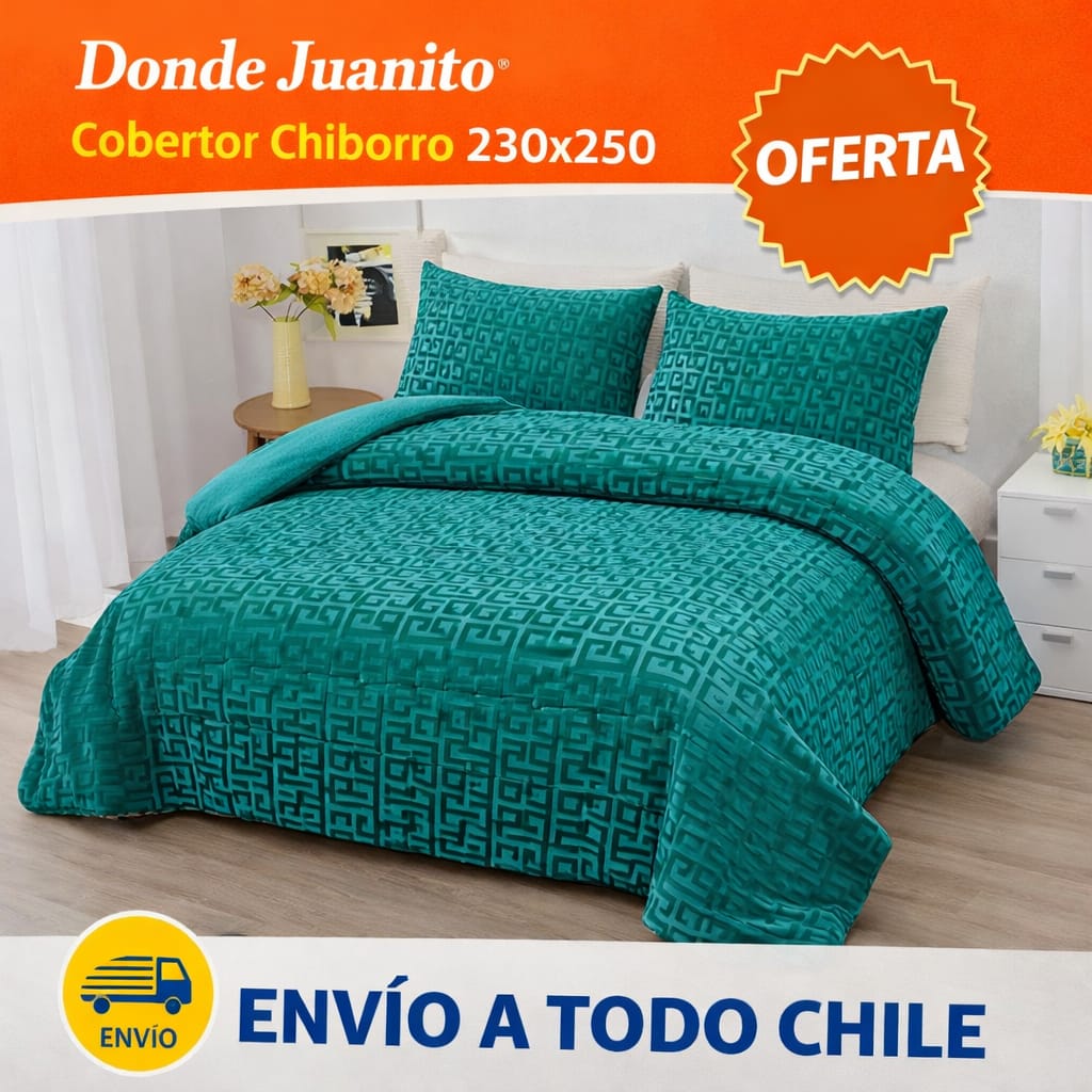 Cobertor con Chiporro 230x250 (Diseño Geométrico turqueza – 2 Plazas)