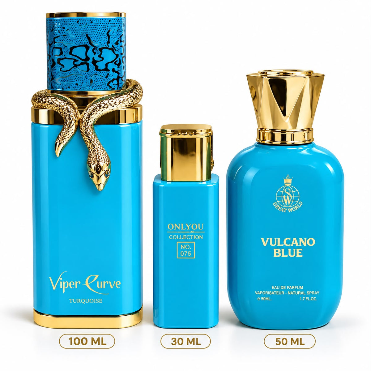 Set/Pack Viper Curve Turquesa y Azul Vulcano (100 ml, 50 ml y 30 ml)