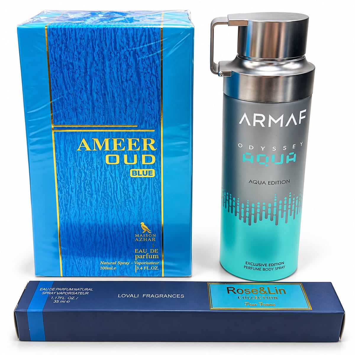 Promo de Hombre Ameer Oud Blue Árabe 3 Pcs de Fragancias