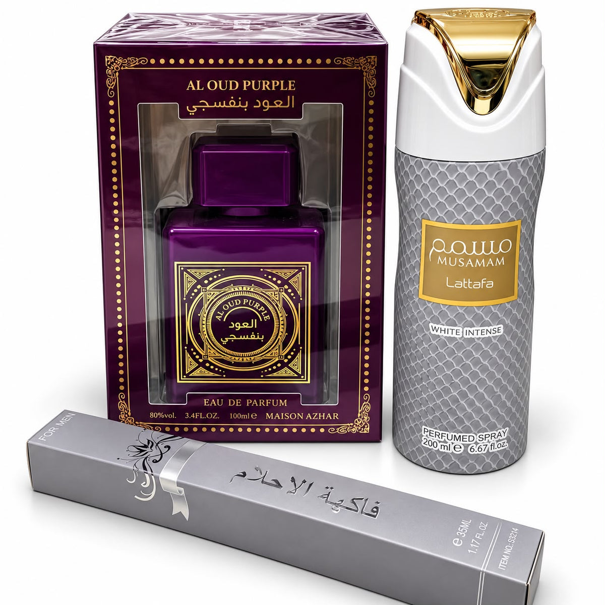 Promo Perfume de Hombre Al Oud Purple + Musamam White Intense 3 PCS
