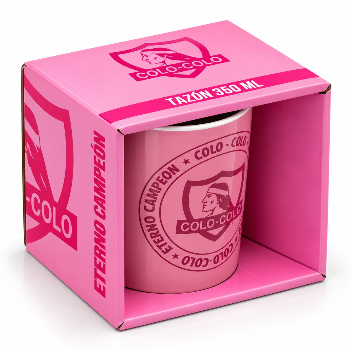 Tazón Colo Colo Rosado de Cerámica Eterno Campeón 11oz