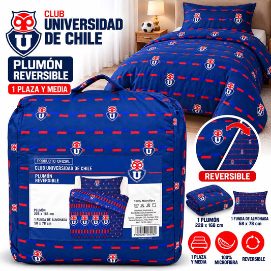 Plumón Universidad de Chile Reversible Plaza y Media 160x220 cm Oficial