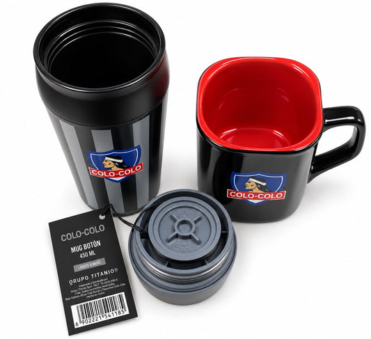 Pack X2 Mug Termico de Boton + Tazon Prime de Colo Colo