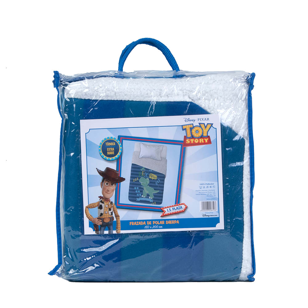 FRAZADA DE POLAR CON SHERPA TOY STORY REX 1.5