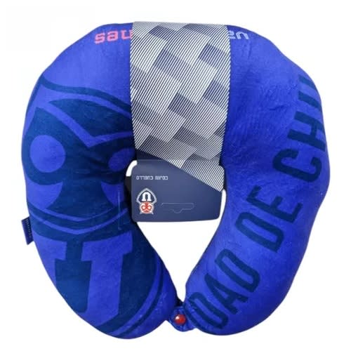 Cojin De Cuello U Chile Almohada De Viaje Cervical Color Azul Diseño De La Tela Universidad De Chile
