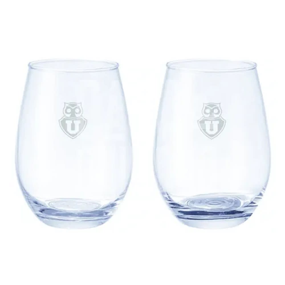 Set 2 Vasos Glasso U. De Chile Premium Bar Quincho Bbq Color Cristal