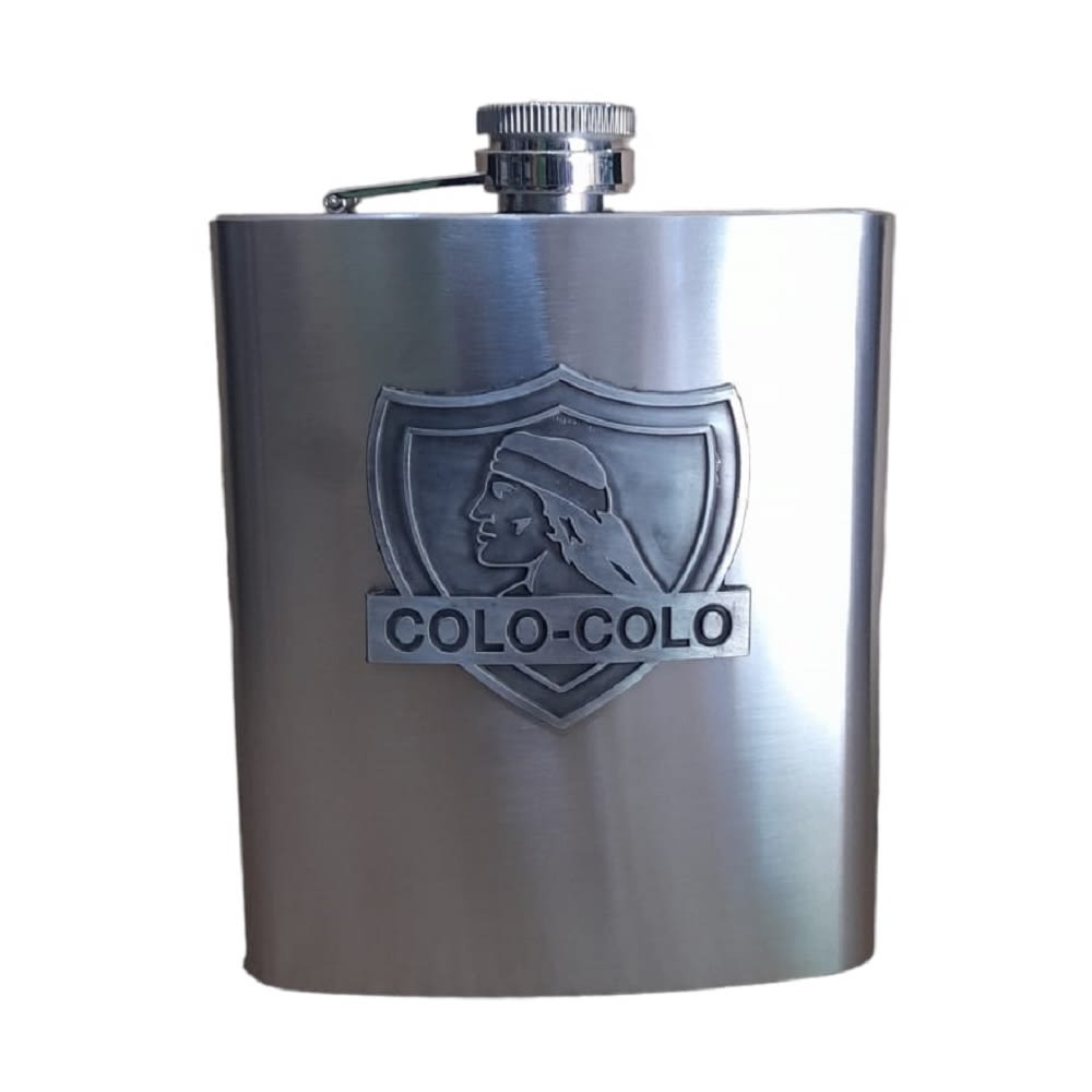 Petaca Equipo Futbol Colo Colo Acero Inoxidable 500 Ml Color Plateado