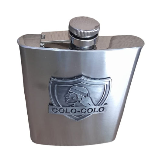 Petaca Equipo Futbol Colo Colo Acero Inoxidable 500 Ml Color Plateado