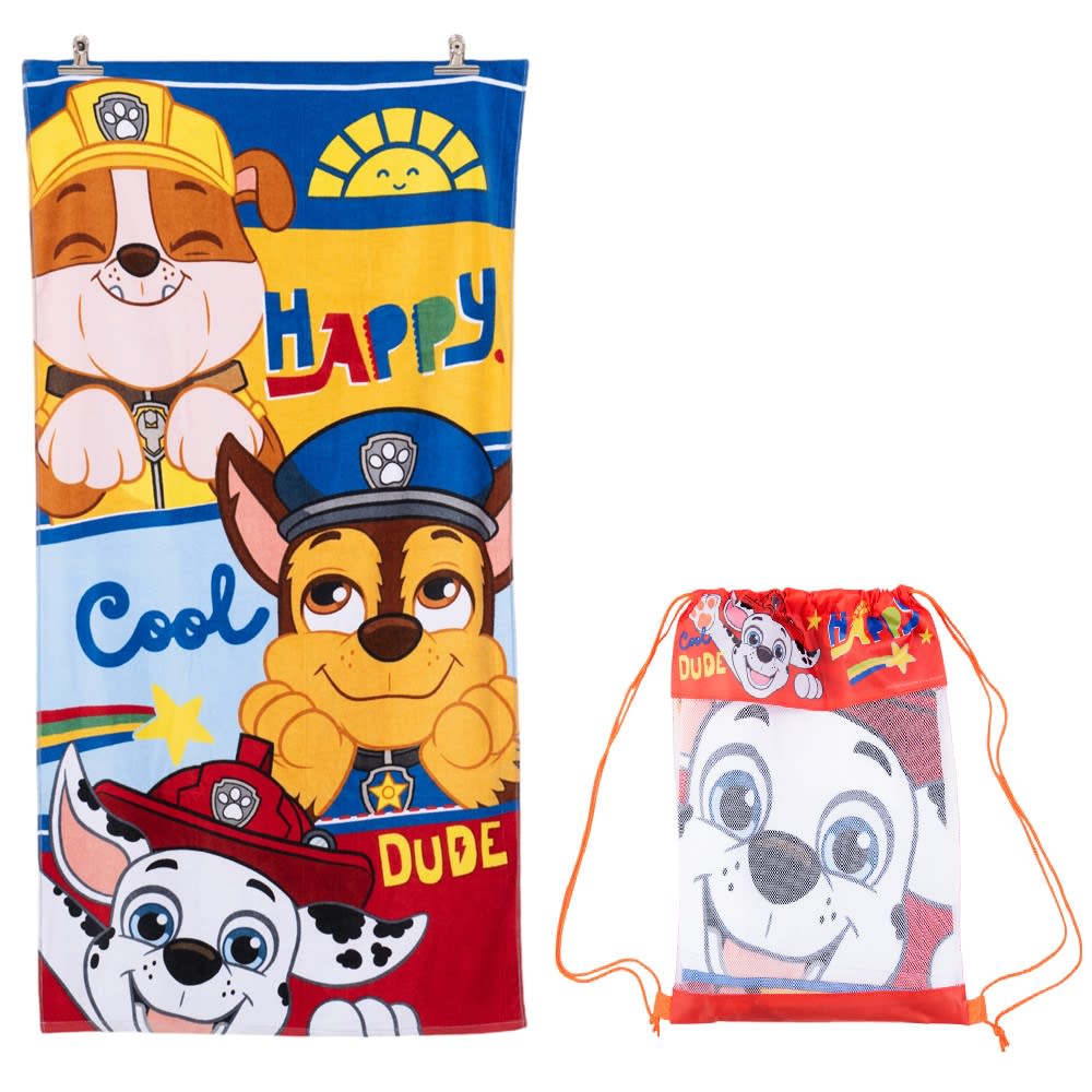 TOALLA PLAYA ALGODON C/BOLSO 70X140 PAW PATROL BOY