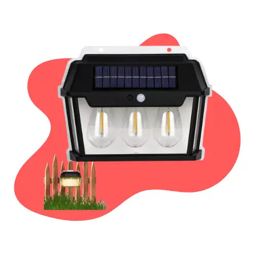 Aplique Solar Farol 3 Ampolletas Con Sensor De Movimiento