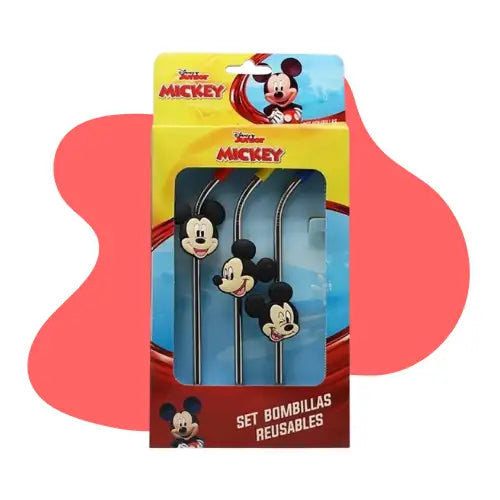 Bombillas Reutilizable Licencias Aluminio Boquilla Cepillo Color Mickey