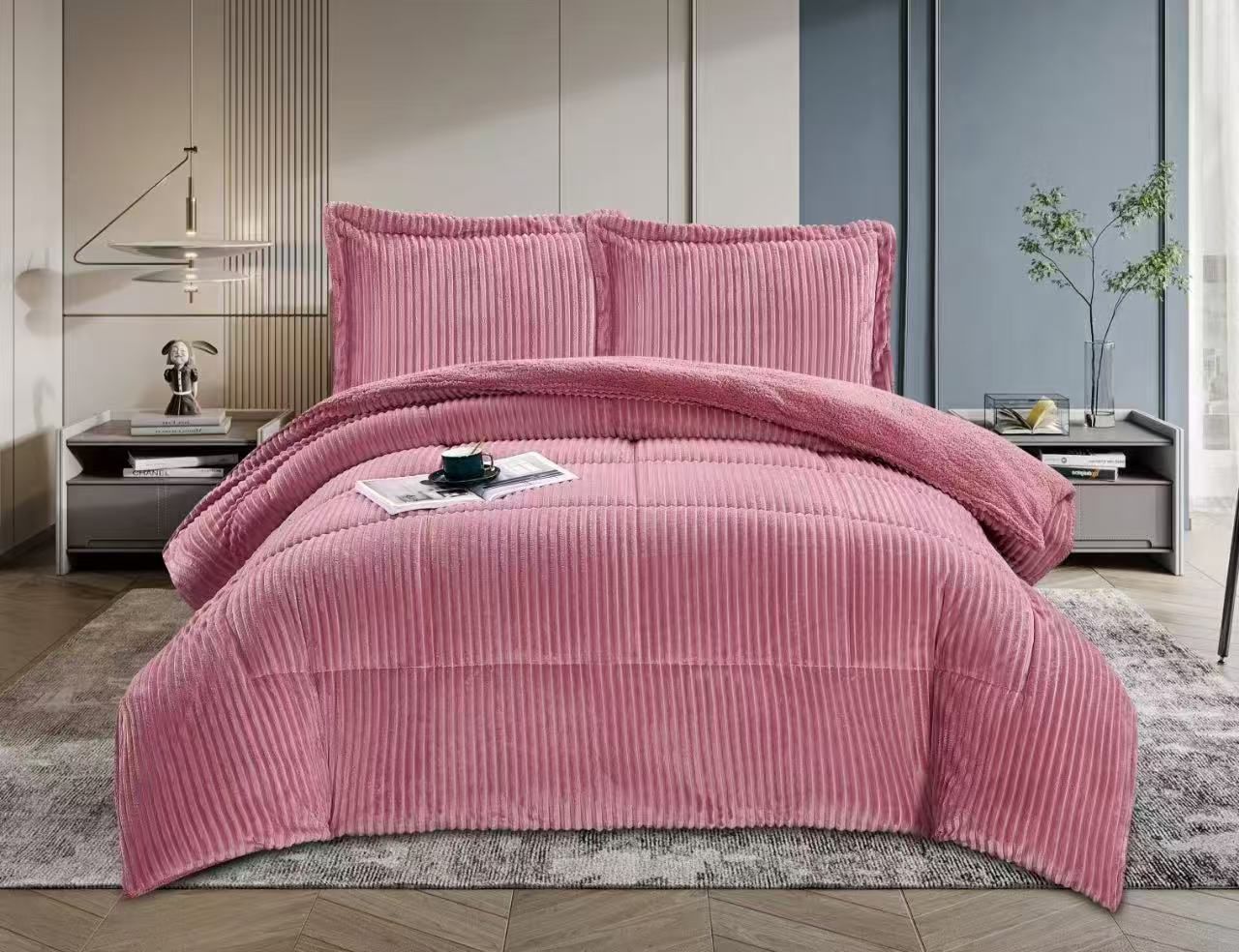 Cobertor sherpa chiporro cotelon premium 230x250 cm 2 plazas