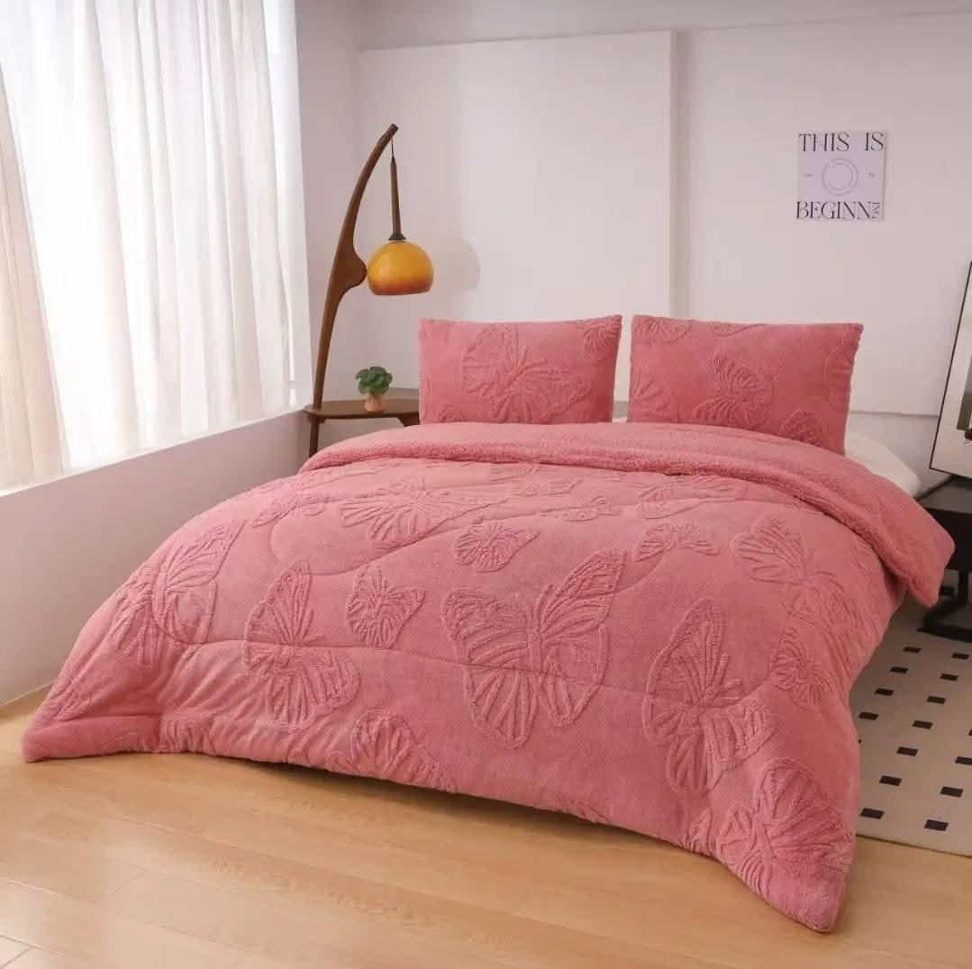 Cobertor Diseño Mariposa Full Chiporro 5 Kilos Rosado 2 Plazas 230x250 cm