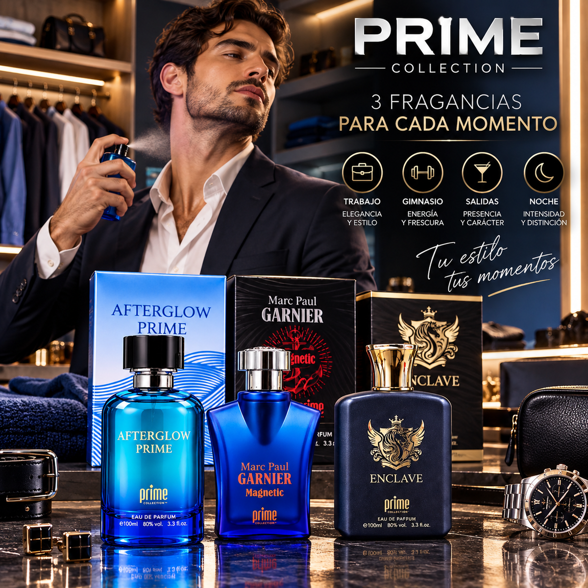 Pack X3 Perfumes Masculinos Elegantes Set Prime de 100ml