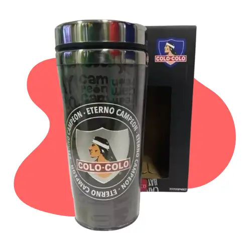 Colo-Colo Mug Térmico Titanio Frío y Caliente Color Negro
