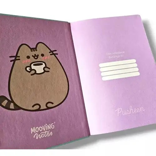 Cuaderno Mooving Notes Gatito Pusheen A5 X 96 Hjs Rayado Color Turquesa