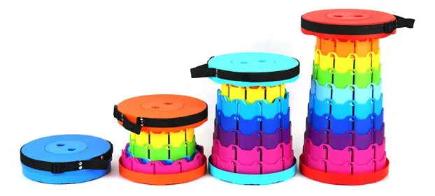 Taburete Plegable Portátil De Plástico Retráctil Silla Color Azul