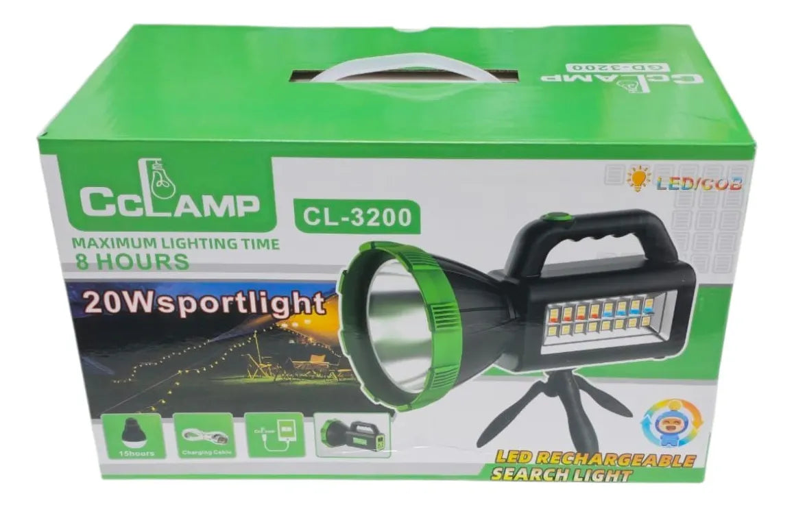 Foco Busca Camino 300mt Emergencia Recargable Usb 30cm