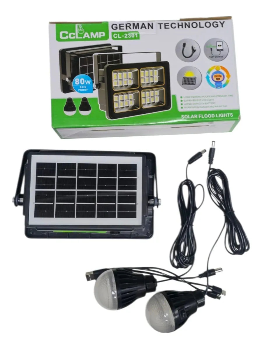 Foco Solar Emergencia Con Ampolletas Led Recarga Telefono