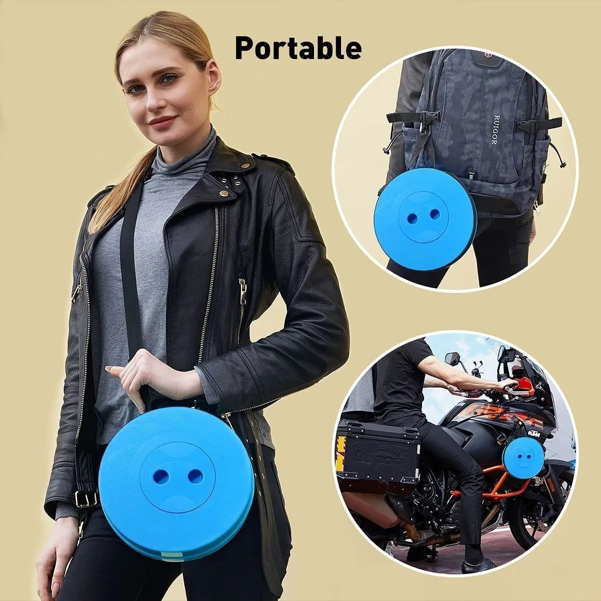 Taburete Plegable Portátil De Plástico Retráctil Silla Color Azul
