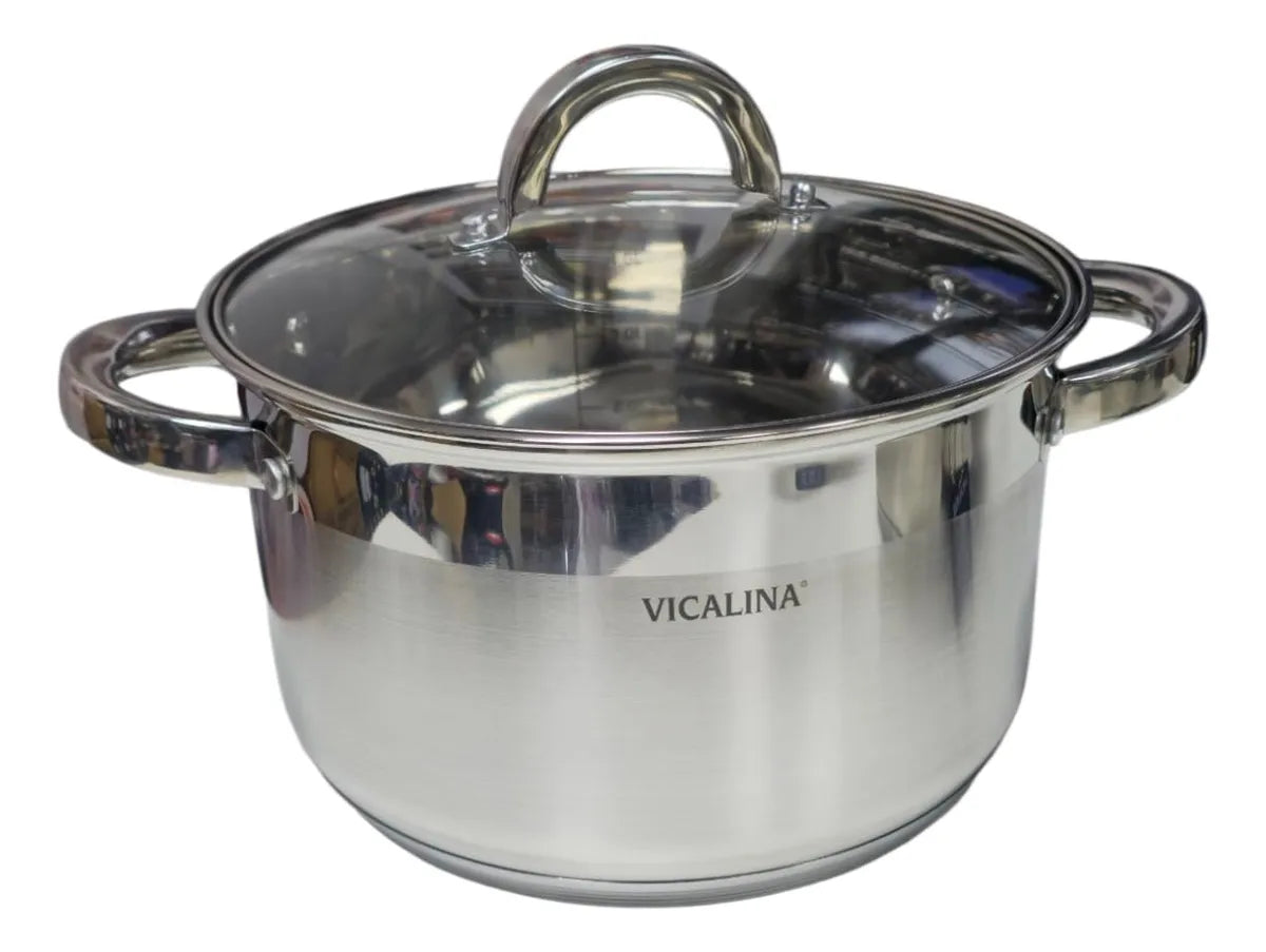 Ollas De Cocina 6 Pz Vicalina Tapa De Vidrio Premium Gris
