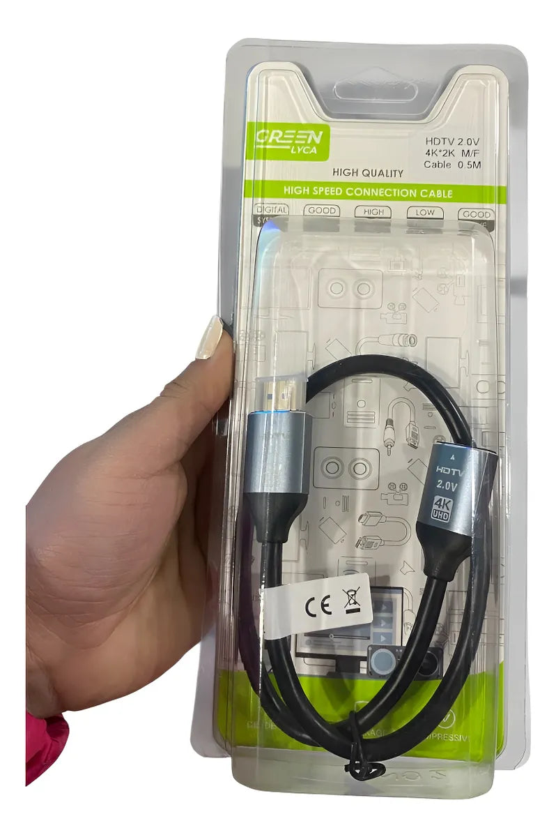 Cable extencion  Hdmi Hdtv Macho Hembra 4k 2.0v 0.5mt
